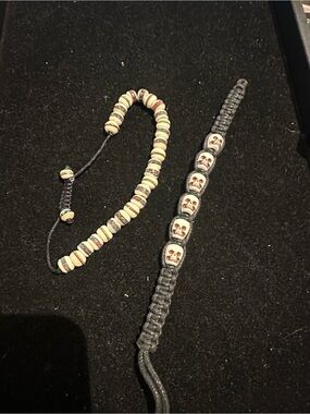 Tibetan prayer beads bracelet and skull macrame bracelet